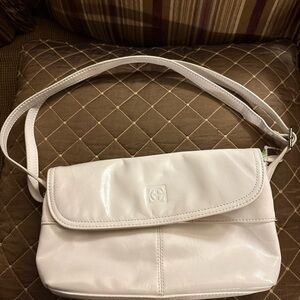 Giani Bernini White Glazed Leather Shoulder Bag